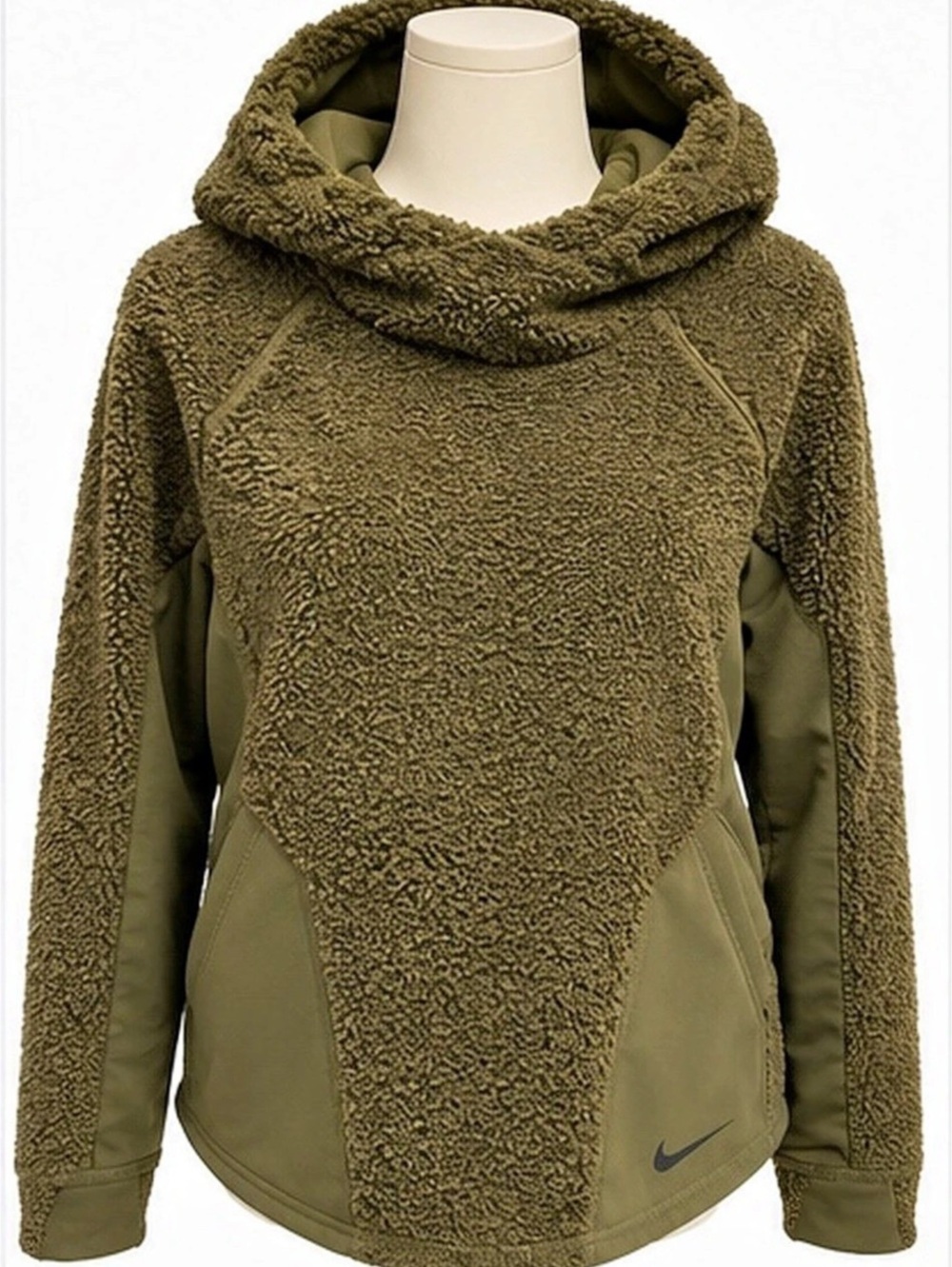 Nike Sherpa Therma Fleece Training Hoodie Olive Sherpa Hoodie Large